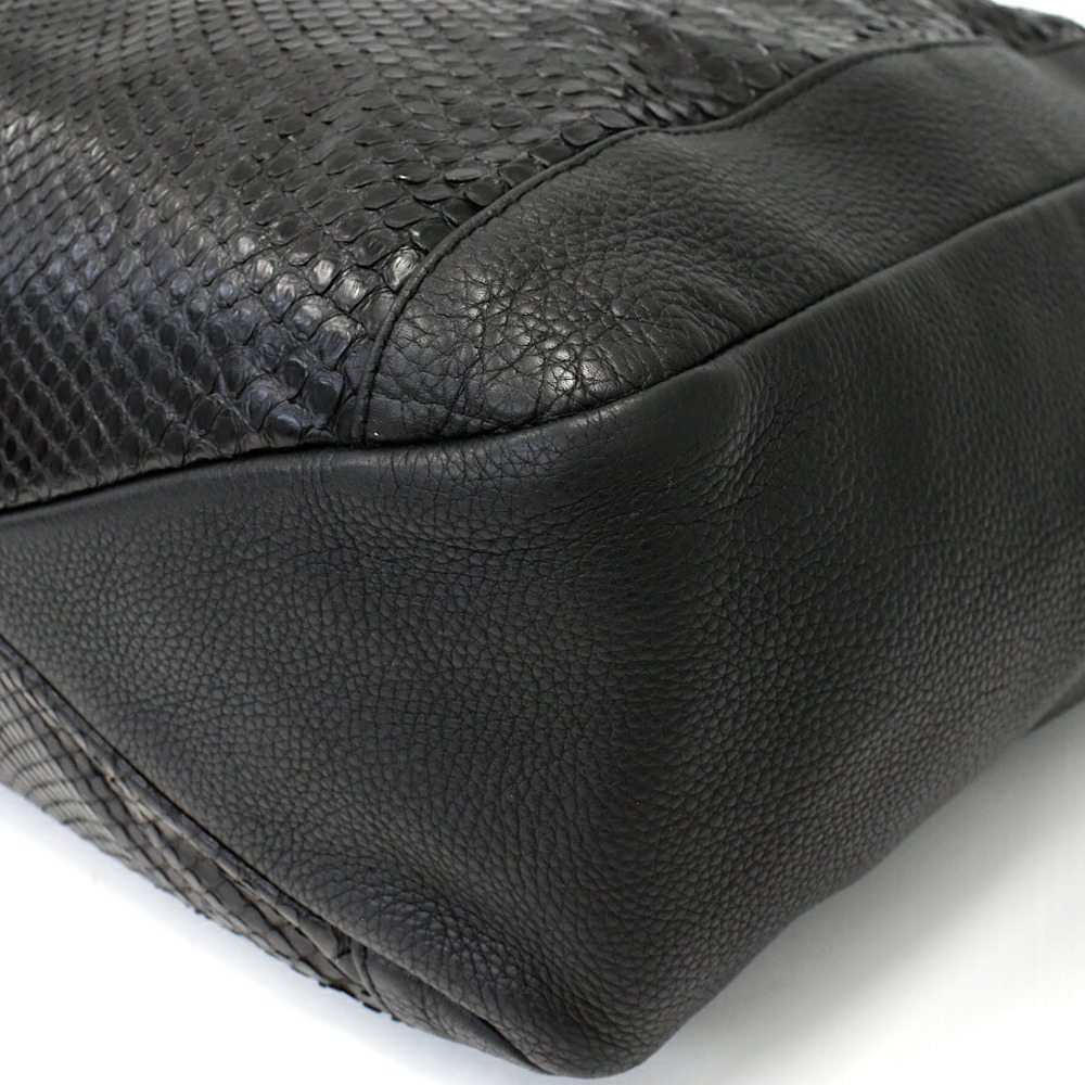 Gucci Shoulder Black Leather Python Bag - image 6
